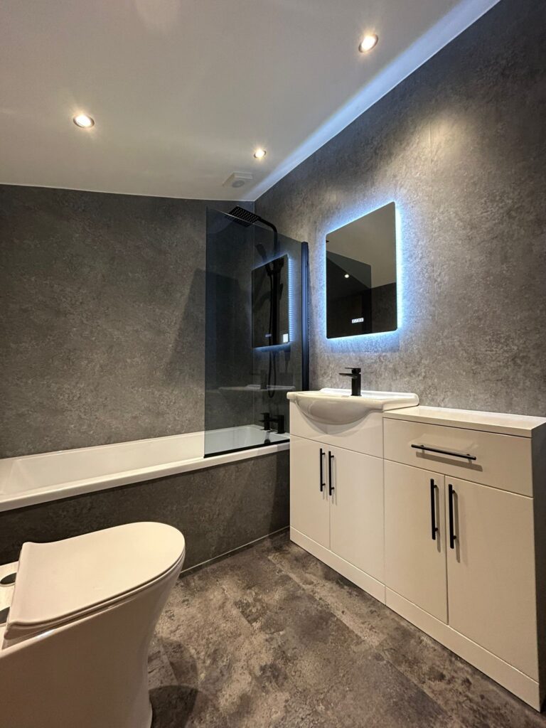 Modern Bathroom with Smoked Shower Screen