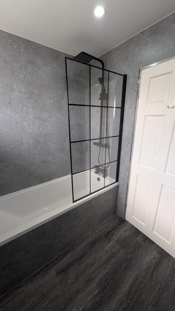 Black Squares bath screen - Hobsons Bathrooms