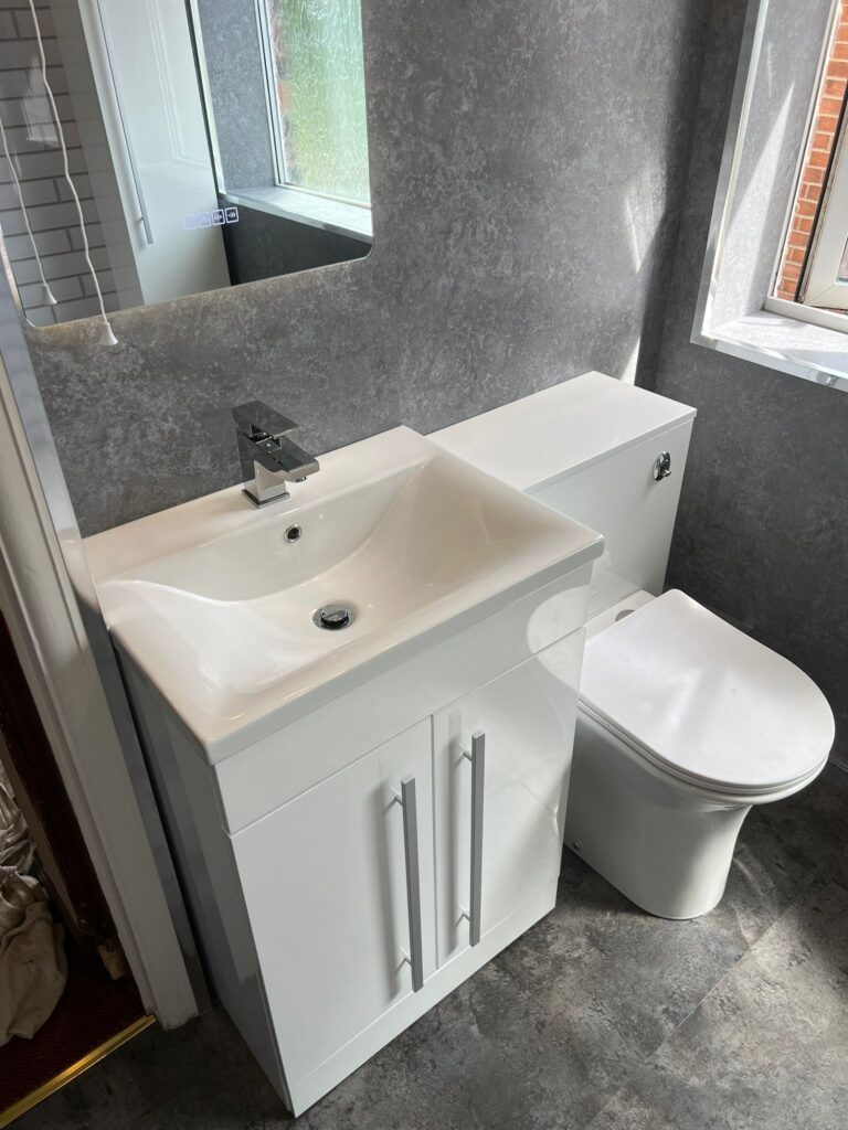 Modern White Vanity Unit Shower Room